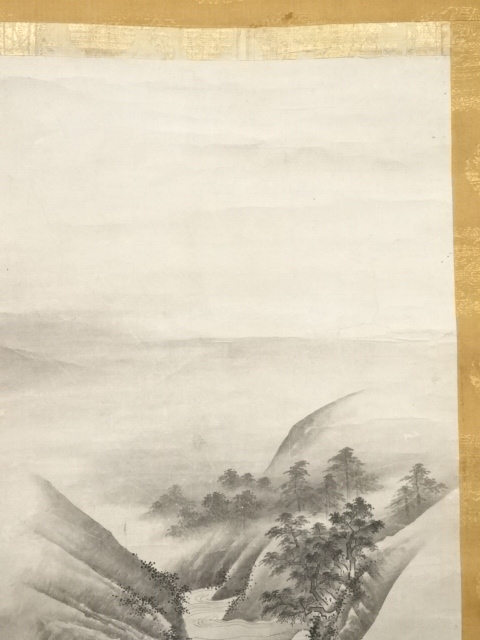 道具 ] - 道具 江戸時代前期頃 狩野派 水墨滝山水 肉筆紙本掛軸（二